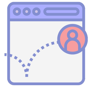 Bounce rate icon showing website visitor behavior.